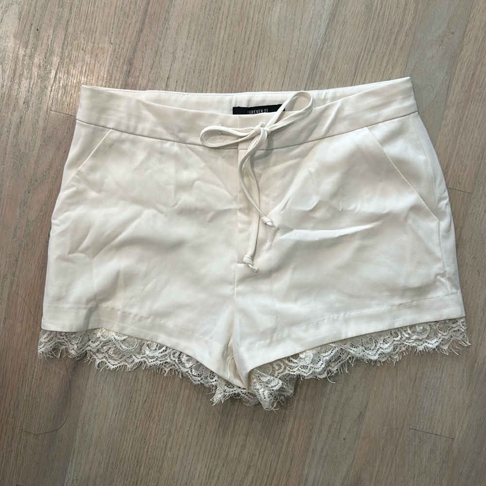 Forever 21 White Lace Trim Shorts